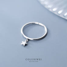 Coluswei anéis de dedo para mulheres, anéis ajustáveis de prata esterlina 925 com design elegante e estrela, joia tamanho livre 2024 - compre barato