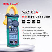 MASTECH-multímetro digital de rango automático MS2108 AC DC, medidor de abrazadera T-RMS, voltímetro, amperímetro, condensador, probador de resistencia 2024 - compra barato