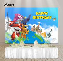 PHOTURT Super Wings Backdrop Kids Birthday Banner Flight Rescue Team Photography Background Polyester Vinyl Decorate Props 2024 - buy cheap