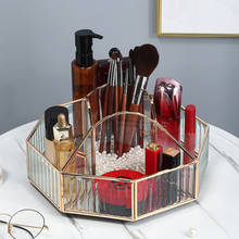 Nordic Metallic Glass Cosmetic Storage Box Desktop Spin Makeup Organizer Perfume Skin Care Products Makeup Brush Finishing Rack 2024 - buy cheap