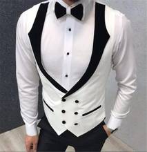 Colete masculino slim fit, colete de casamento feito sob medida, colete preto com lapela dupla, para festa 2024 - compre barato