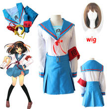 Disfraz de Anime Haruhi No Yuuutsu para mujer, uniforme escolar, uniforme de marinero para estudiantes, mascarada de Halloween 2024 - compra barato