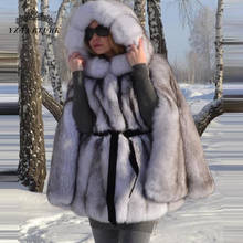 2020 New Real Fox Fur Coats Genuine Sliver Fox Fur Thick Female Jacket With Hood Fashion Short Winter Women Real Fur Cape FC-163 2024 - buy cheap