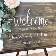 Personalised Wedding Welcome Sign Wood Vinyl Decals Rustic Wedding Decoration Vinyl Stickers for Welcome Board Decoration AJ214 2024 - buy cheap