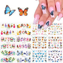 12pcs Butterfly Nail Art Stickers Sliders Flowers Full Cover Nail Water Transfer Decals Tattoo Foils Decorations TRBN1537-1548-1 2024 - buy cheap