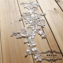 4 Pieces Emboridered Sequin Corded Wedding Large Lace Applique for Bridal Dress Lace Trim Applique 2024 - buy cheap