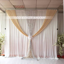 Telón de fondo de 3x6m, hilo blanco Simple, tela de seda, telón de fondo de boda, cortina drapeada para fiesta de boda, decoración de escenario para el hogar 2024 - compra barato