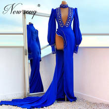 Dubai Royal Blue Evening Party Dress Robe De Soiree 2021 Customized Middle East Celebrity Prom Dresses Saudi Arabia Kaftans 2024 - buy cheap