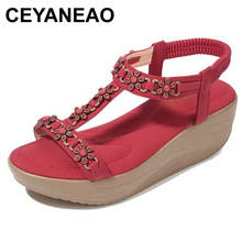 CEYANEAO Summer new Korean muffin thick sloping crust with high heel shoes fashion round head Roman sandals flat shoes sandals 2024 - buy cheap