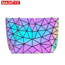 2021 Brands Designer Women Shoulder Bag Fashion Laser Luminous Chain Strap small Messenger Bag Geometric lattice hand bag 2024 - buy cheap