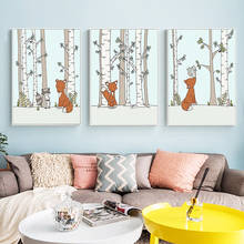 Nordic Cute Fox Bear Children's Decorative Hanging Painting Cartoon Animal Panda Fox Nursery Kid's Room Decor Oil Painting 2024 - buy cheap