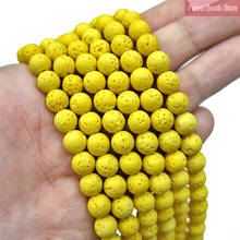 Natural Stone Beads Yellow Lava Hematite Round Beads For Jewelry Making Volcanic Rock Beads DIY Charms Bracelet 15'' 4 6 8 10mm 2024 - buy cheap