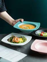 Nordic Creative Ceramic Soup Plate Square Pasta Plate Porcelain Deep Western Food Snack fruit salad Plate Tableware Wholesale 2024 - buy cheap