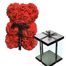 Романтические подарки на день Святого Валентина из ПЭ розового медведя, украшения из искусственной розы, милый мультяшный подарок подруге, подарок на день матери без коробки 2024 - купить недорого