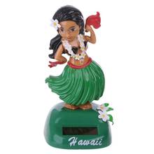 1PC Car Ornaments Hawaii Girl Hula Shaking Head Toy Solar Powered Auto Interior 2024 - buy cheap