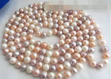 35'' 8-9mm Lavender White Pink Round Freshwater Pearl Necklace 2024 - buy cheap