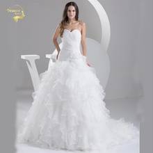 2021 White Louisvuigon Vestido De Noiva Robe De Mariage Bridal Dresses Ball Gown Organza Wedding Dresses Sweetheart Plus Size 2024 - buy cheap