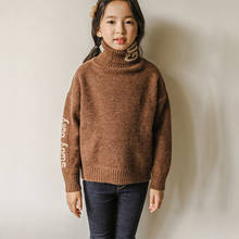 Children Turtleneck Thick Warm Sweaters autumn winter girls knit Sweater big Kids Casual Pullover teens brown Knitwear age 6-14 2024 - buy cheap