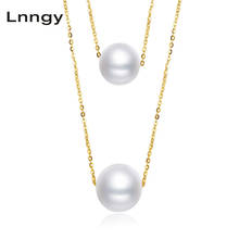Lnngy-collares con colgante de oro amarillo de 18K para mujer, de perlas naturales de agua dulce, collares de compromiso para boda, joyería de oro de 18k Real 2024 - compra barato