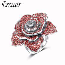 Erluer nova moda feminina anéis de flores traje jóias clássico zircão cúbico 6 cor grande anel festa casamento jóias atacado 2024 - compre barato