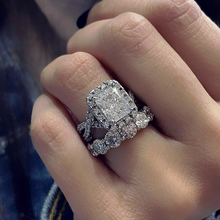 Anillos de boda de Plata de Ley 925 auténtica para mujer, conjuntos de anillos de compromiso con diamantes de imitación de 5ct cuadrados de lujo, joyería 2024 - compra barato