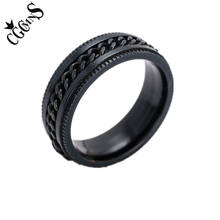 Black HipHop Punk Rotable Chain Rings Gothic Titanium Stainless Steel Mens Ring For Gifts 2024 - buy cheap