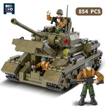 854PCS Military T-34 Medium Tank WW2 Building Blocks For Children Army Weapon Assembling Model Tanks Bricks Soldier Kids Gift 2024 - buy cheap