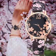 Creative Hipster Ladies Watches Floral Round Alloy Dial Analog Faux Leather Printing Band Women Quartz Wrist Watch reloj mujer 2024 - buy cheap