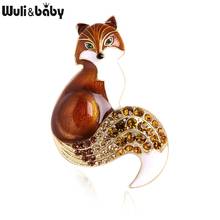Wuli&baby Rhinestone Enamel Fox Brooches For Women Animal Party Causal Brooch Pins Gifts 2024 - buy cheap