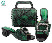 Conjunto de zapatos y bolsos de diseño italiano para mujer, Sandalias de tacón y bolso para boda, nigeriano, africano, Color verde, a la moda, novedad de 2020 2024 - compra barato