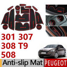 Anti-Slip Rubber Gate Slot Cup Mat for Peugeot 307 308 T9 301 508 2011 2012 2013 2014 2015 2016 2017 2018 SW Accessories Sticker 2024 - buy cheap