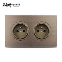 Wallpad L6 Double French Wall Socket Electrical Power Outlet Brown Brushed Aluminum Panel 146 * 86mm 2024 - buy cheap
