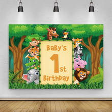 Name Customize Jungle Safari Photo Background Animals Forest Baby 1st Birthday Party Theme Banner Decor Photography Backdrops 2024 - buy cheap