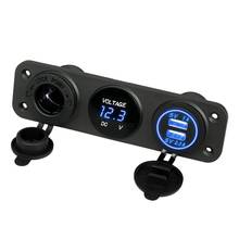 Car Marine Boat 12V Dual USB Charger Socket & Blue LED Voltmeter 3 Hole Switch Panel 2024 - buy cheap