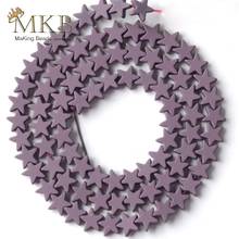 6mm Natural Purple Hematite Stone Rubber Matte Five-pointed Star Shape Beads Space Beads For Jewelry Making Diy Bracelet 15" 2024 - buy cheap