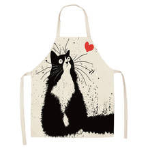 55x68cm Creative Kitchen Apron Funny Dog Bulldog Cat Printed Sleeveless Cotton Linen Aprons for Men Women Home Cleaning Tools 2024 - buy cheap