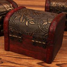 Vintage Retro Wood Box With Lock Storage Container Box Trinket Jewelry Bracelet Pearl Ring Wooden Treasure Case Chest Organizer 2024 - buy cheap