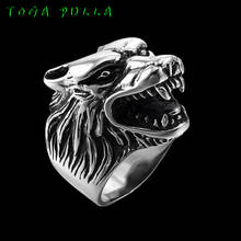 Viking Nordic Men's Wolf King Head Rings Punk Rock Silver Color Stainless Steel Animal Biker Jewelry 2020 Gifts For Boyfriend 2024 - buy cheap