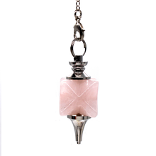 Trendy-beads Popular Silver Plated Sacred Geometry Natural Rose Pink Quartz Pendant with Chain Pendulum Jewelry 2024 - buy cheap