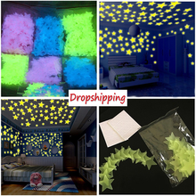 Pegatinas fluorescentes para dormitorio de niños, calcomanía de colores que brillan en la oscuridad, estrellas, Luna y estrellas, 40/70/100 Uds. 2024 - compra barato