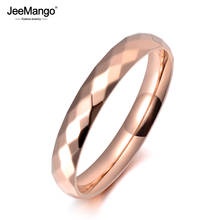 Jeemango na moda estilo de escritório aço inoxidável 3mm corte largo rosto anel de aniversário ouro rosa anel de casamento jóias para mulher jr19059 2024 - compre barato