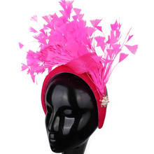 Hot Pink Classic Wedding Hair Band Headwear Elegant Ladies Party Fascinators Hair Accessories Bridal Wedding Mesh Thick Headband 2024 - buy cheap
