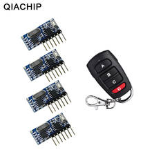 QIACHIP-transmisor de Control remoto RF y receptor inalámbrico 433Mhz, módulo de decodificación 1527, botón de aprendizaje de salida de 4 canales 2024 - compra barato