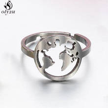 Punk Simple World Map Rings Stainless Steel Globe Charm Jewelry for Women Gold Wanderlust Globetrotter Ring Round Travel Gift 2024 - buy cheap