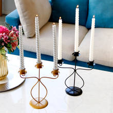 Retro  3 -Arms   Candle Holder  Gold/Black Candlestick  New Home Iron Candlestick Home Decoration Candelabra (No Candle) 2024 - buy cheap