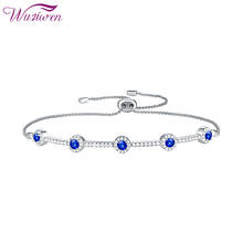 Wuziwen Elegant 925 Sterling Silver Adjustable Bracelets For Women Sapphire Blue Round Zircon Wedding Jewelry Valentine's Gift 2024 - buy cheap