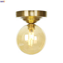 IWHD маленький стеклянный шар светодиодный потолочный светильник для гостиной кухни плафон LED скандинавский стиль медный потолочный светильник Lampara Techo 2024 - купить недорого