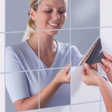Зеркальные настенные стикеры 16 шт./компл., наклейка, самоклеящаяся бельевая пленка для домашнего декора ванной комнаты, зеркальные фольгированные наклейки на стену 2024 - купить недорого