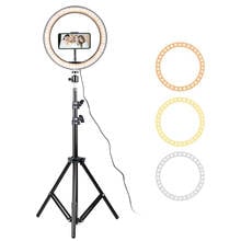 Anel de luz de led, 26cm, com tripé, lâmpada para selfie, kit de iluminação para fotografia e gravação de vídeo, estúdio fotográfico 2024 - compre barato