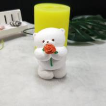 DW0188 PRZY силиконовые формы 3D Медведь Роза Мыло Формы Прекрасный Медведь-букет глины смолы гипса шоколадные свечи конфеты плесень 2024 - купить недорого